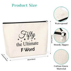 Happy 50 Years Old Gift Cosmetic Bag 50th Birthday Gifts for Grandma Birthday Gifts for Mother Sister Friend Aunt Wife Colleague Birthday Gifts from Daughter Son Funny Makeup Bag Gifts for Mum Women