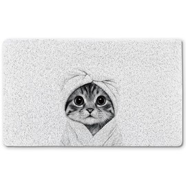 INDAJEDN Funny Cat Door Mat, Cat Bath Mat, Funny Kitten Doormat for Bathroom Kitchen Entryway Indoor Outdoor Entrance Decor, 17x30 Inches