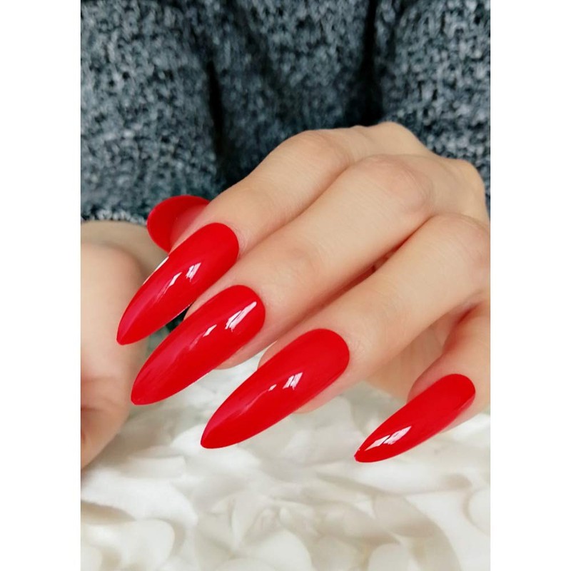 CoolNail Extra Long Stiletto Red False Nails Tips Pointed Stilettos