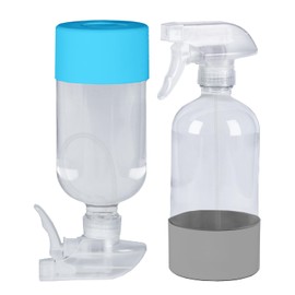 TERESRY 2 Pack 360° Glass Spray Bottles with Silicone Sleeve, 16 oz Empty Refillable Containers with Adjustable Spray Nozzles, Spray Bottles for Hair, Cleaning Solutions and Plants Grey&Blue