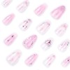 24 Pcs Handmade Press on Nails Short Almond Nail Tips,YEFIUO