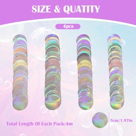 KATIMI 4 Pieces Glitter Circle Iridescent Party Decorations, 4m Holographic Laser Paper Garland Hanging Decorations, Rainbow Garland Hanging Streamers Banner for Birthday, Wedding & Bar Deco