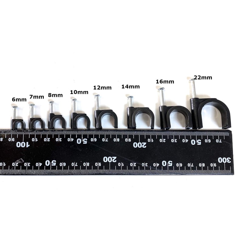 TR Cable® Pack of 50 Round Black Cable Clips with