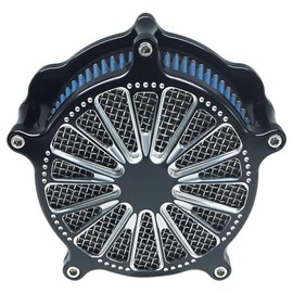 Harley Air Filter Domino Motorcycle Intake Cnc Cut Cleaner Venturi Kit Chrome for Sportster XL 883 XL 1200 2007-2018 Fitment - A (Blue)