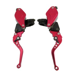 Gxcdizx 1 Pair Red CNC Aluminum 7/8" (22mm) Universal Motorcycle Dual Hydraulic Brake Clutch Master Cylinder Reservoir Lever for 50cc-300cc Sport Bike Street Bike Scooter