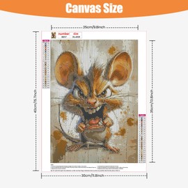 TOSTOG Diamond Painting Kits for Adults,Angry Mouse 5D DIY Diamond Art Kit Full Drill Diamond Crystal Rhinestone Arts and Crafts Picture for Home Wall Decor 30x40cm