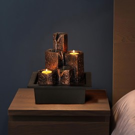 YOQUATE Tabletop Waterfall Fountain Indoor Themed Coral Seashell Tabletop Water Fountain Meditation (Stump 3)