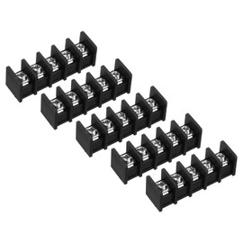 sourcing map 5 Pcs 5 Positions Terminal Block 300V 20A 11mm Pitch Single Rows 5 Circuits DIN Row Screw Terminals Strip