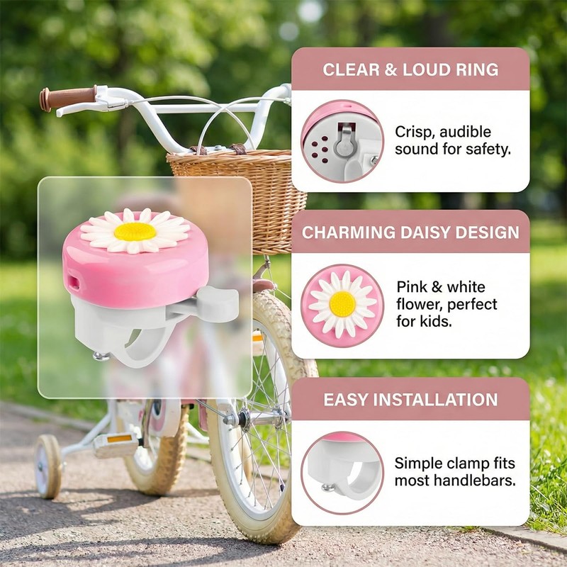 Lotsdonxia Daisy Flower Bike Bell - Loud & Clear Ringing,