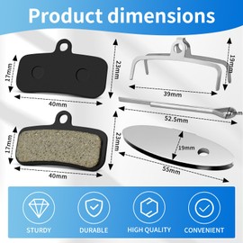 Brake Pads Bicycle Disc Brake for Shimano D03S - 4 Pairs Bicycle Brake Pads Compatible with Shimano BR-M810/M820/M640/M8020/M8120 & Tektro/TRP, Disc Brake for Mountain Bike with Adjustment Plate