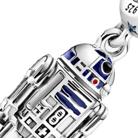 ZURWTCH Star War series Dangle Charms Fit Women Bracelet Necklaces Fashion Gifts 925 Sterling Silver DIY Jewelry (R2D2 Dangle Charm 0321)