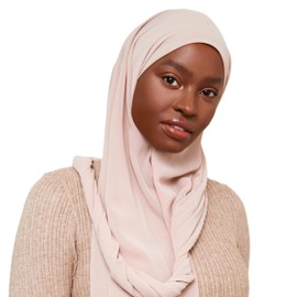VOILE CHIC Luxury Chiffon Hijab Scarf for Women - Made in Turkey - Islamic Head Scarf Wrap for Muslim - Nude
