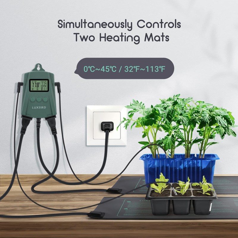 LUXBIRD 2 Pack 10"x 20.75" Seedling Heat Mat and Digital