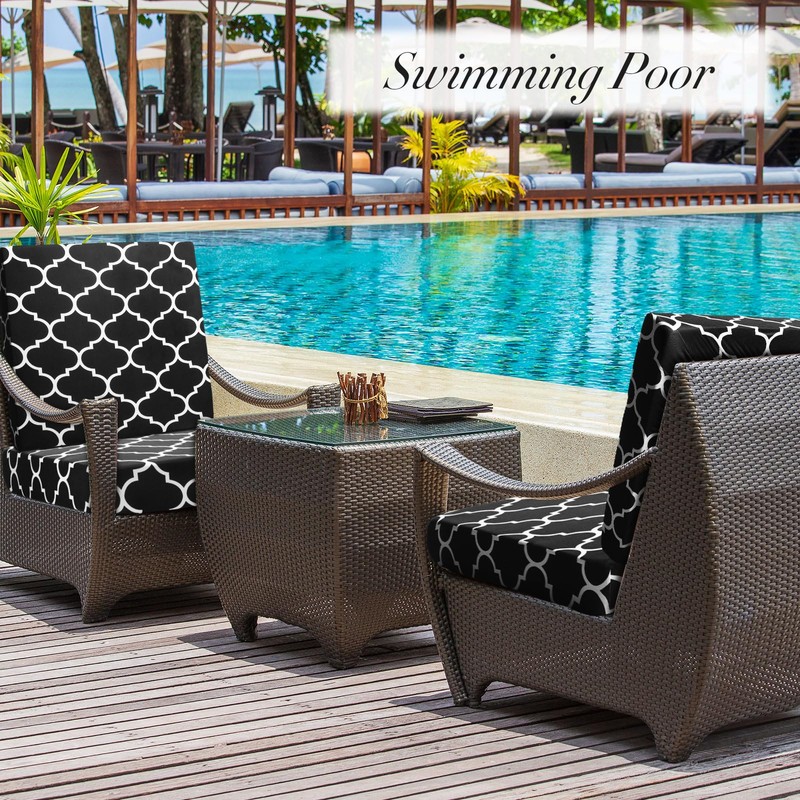 Newwiee 8 Pcs Stretch Patio Outdoor Cushion Covers Waterproof Replacement