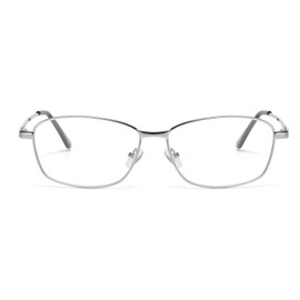 LJCZKA Rectangular Blue Light Filter Glasses Women Men Square Glasses Without Prescription Square Classic Frame Anti-Fatigue Computer Glasses for Gaming, silver