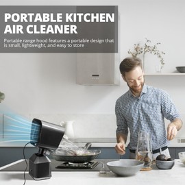 MixBubole Portable Range Hood Desktop Portable Exhaust Fan for Kitchen with 3 Detachabl Washable Filters Adjustable Angle Height 2 Speed and Low Noise Kitchen Exhaust Fan for Indoor BBQ Hot Pot RV