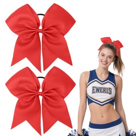 Cheerleading Bows, Red Cheer Bows for Cheerleaders With 2 Pcs 8 Inch Large Hair Bows for Girls Women, Bow Scrunchies School Sports Softball Cheerleader Bows Hair Accessories, Softball Bows