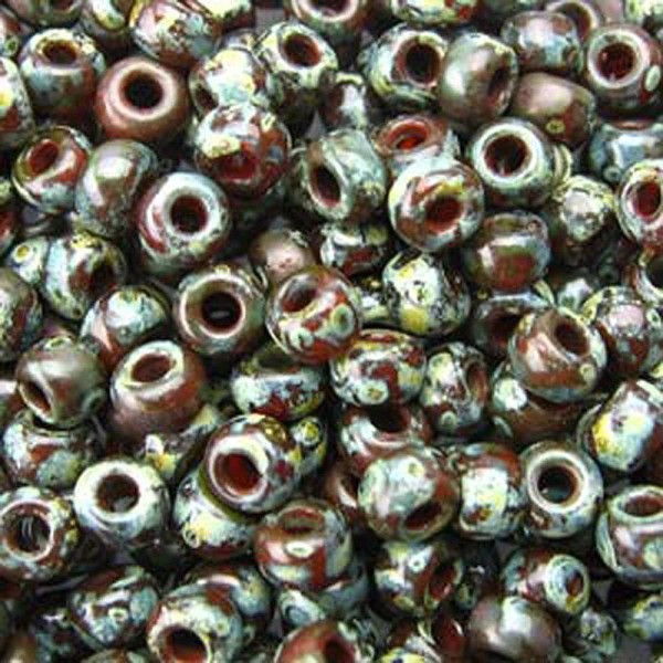 Miyuki Round Rocaille Seed Beads Size 8/0 Picasso Red Brown
