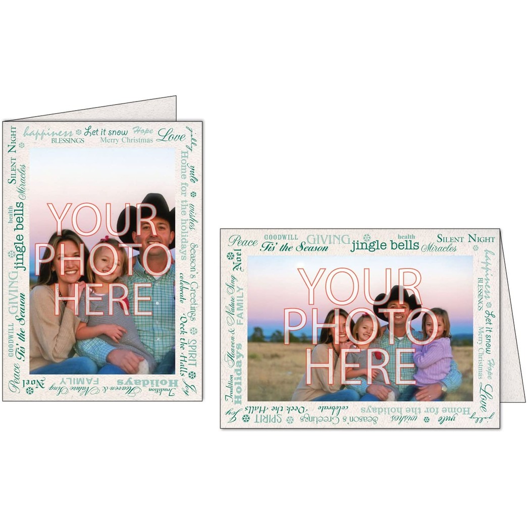 Photographer's Edge, Photo Insert Card, Natural with Holiday Greetings Border, Set of 10 for 4x6 Photos