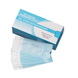 200 PCS Self-Sealing Cleaning Pouches,5.12 * 2.24in Dry Heat Autoclave Kraft Paper Cleaning Bags for Dentist Tools and Nail Art Supplies