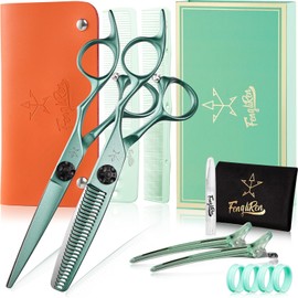 High-end Professional Extremely Very Sharp Barber Hair Cutting Scissors Hairdresser Shears For Hair 6 Inch Haircut Scissor Made Of Stainless Steel Alloy For Hairdressing Salon and Home Use (Green)