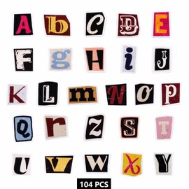 Xnovies 104Pcs Alphabet Stickers Waterproof Vinyl Decals Vintage Letter Stickers A-Z for Scrapbooks Notebook Water Bottle Laptop