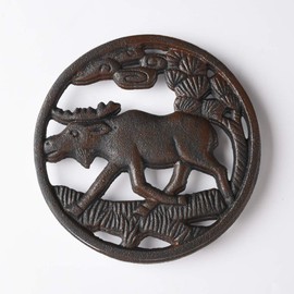 BRASSTAR Cast Iron Bull Pot Trivet Decorative Rusted Design Recycled Metal Hot Dishes Stands Holders For Kitchen Counter Dining Table Plant Pots Vintage Rustic Artisan Design PTZD008