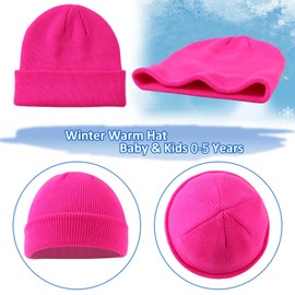 PEECABE Kids Knit Hat Winter Baby Beanie for Toddler Boys Girls Beanies Plain Warm Infant Snow Skull Caps for Boys Girls 0-5 Years (6-24 Months, Rose)