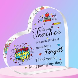 SMARGO Teacher Appreciation Gifts Acrylic Plaque for Women Men Thank You Gifts End of Year for Teachers
