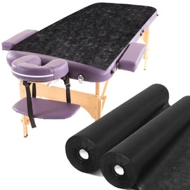 2 Rolls 100 Sheets Disposable Massage Table Paper Roll 32" x 71" Bed Roll Non-Woven Spa Bed Sheets Exam Table Sheets Table Paper Covers for Massage Spa Beauty Salon Waxing Exam Tables (Black)