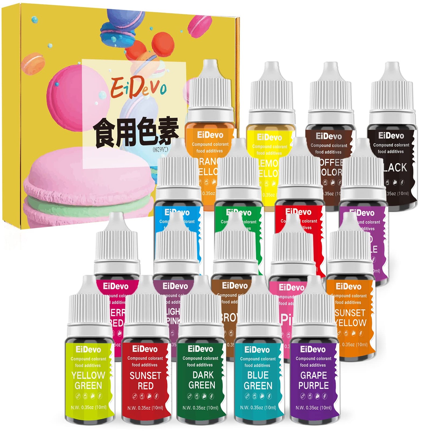 Edible Pigment Set of 18 Food Coloring Edible Liquid Icing Colors Red ...