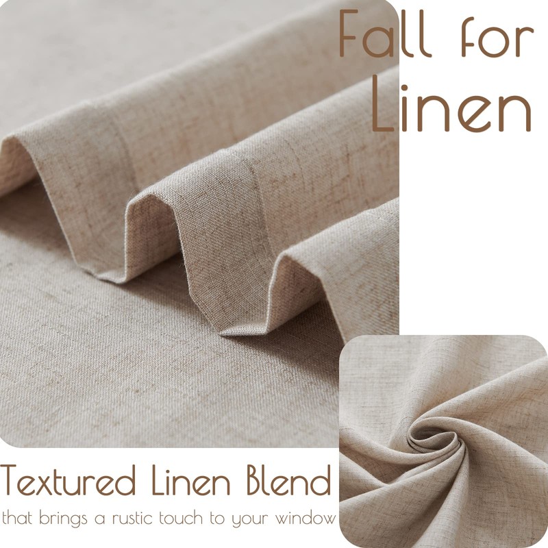 TOPICK Kitchen Curtains Linen Cafe Curtains 36 Inch Drop Half