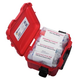 MFASCO First Aid Kit Waterproof Rugged Resin Case for Outdoor Sporting Activities Home Organized Treatment Packs 111 Pieces - Durable Lightweight - Assembled in USA - 10.2L x 7.9W x 4.5H