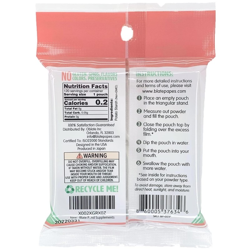 Blate Papes Gel Film Pouches, 120 Count | Edible Films