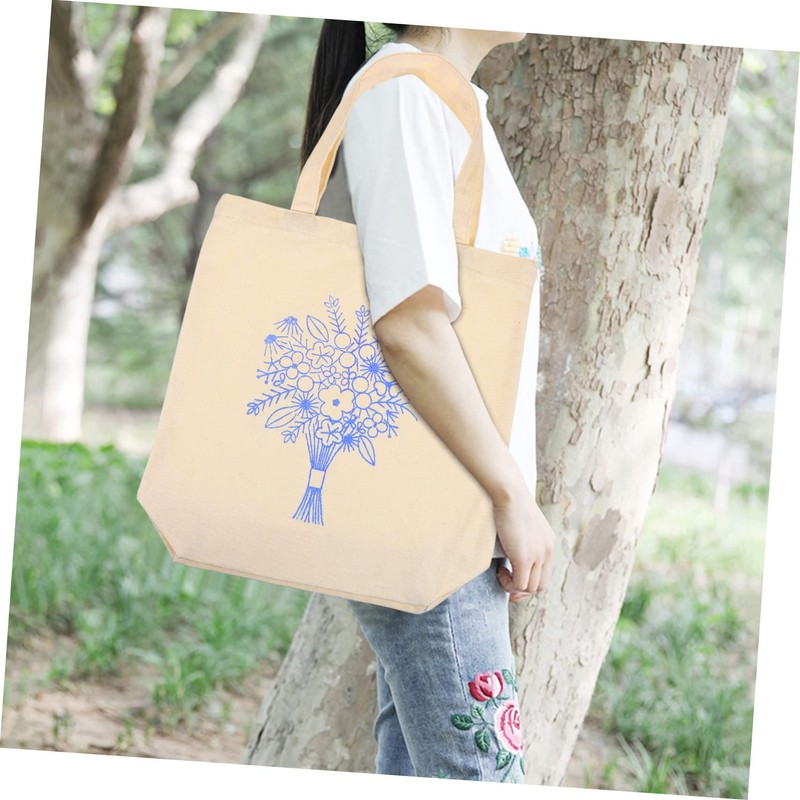 Gatuida 1 Set Embroidery Canvas Tote Bag Kit with Pattern
