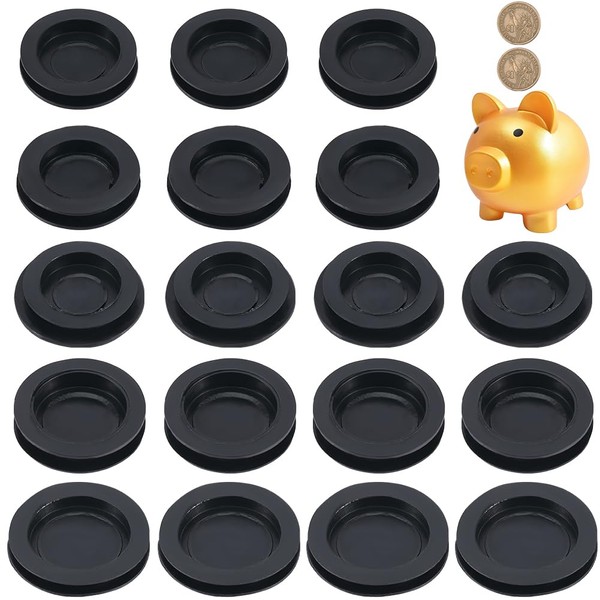 GORGECRAFT 25Pcs 5 Sizes Piggy Bank Stopper Black Round Piggy