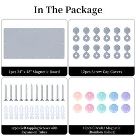 GOORY Magnetic Wall Board - 24" x 48" - Memo & Vision Bulletin Board for Home, Office and Classroom - Pre-drilled Mounting Screws Large Frameless Magnet Silver Wall Board