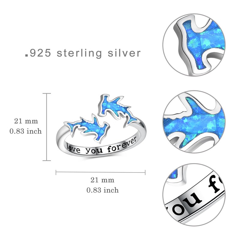 SCZKLAQ Sterling Silver Hammerhead Shark Ring - Adjustable Cute Animal