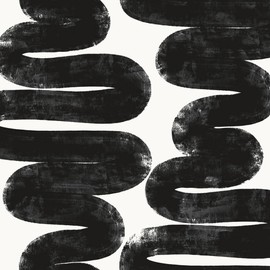Tempaper x Bobby Berk White & Black Wiggle Room Removable Peel and Stick Wallpaper, 20.5 in X 9 ft, Made in The USA