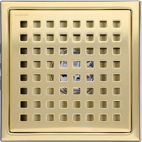 6-inch SUS304 Stainless Steel Square Shower Floor Drain with Tile Insert Grate Removable Multipurpose Invisible Look or Flat Cover,Brushed Stainless