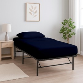 Cottington Lane 4 Piece Cot Sheets Set 30" X 75" with 6 Inch Deep Pocket Navy Blue Solid, 100% Egyptian Cotton Cot Sheets, Perfect for Narrow Twin, Camp Bunk,Trifold Mattress, Guest Bed Replacement