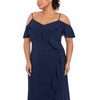 London Times Women's Plus Size Cold Shoulder Hi-Low Maxi Dress
