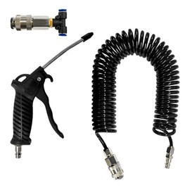ZNDAW Air Blow Gun Kit, Heavy Duty Truck Air Seat Blow Spray Tool with 16ft Long PU Coil, Duster Gun Kit with Cleaning Nozzle Tip for Car Truck Semi Trailer, Car Accessories