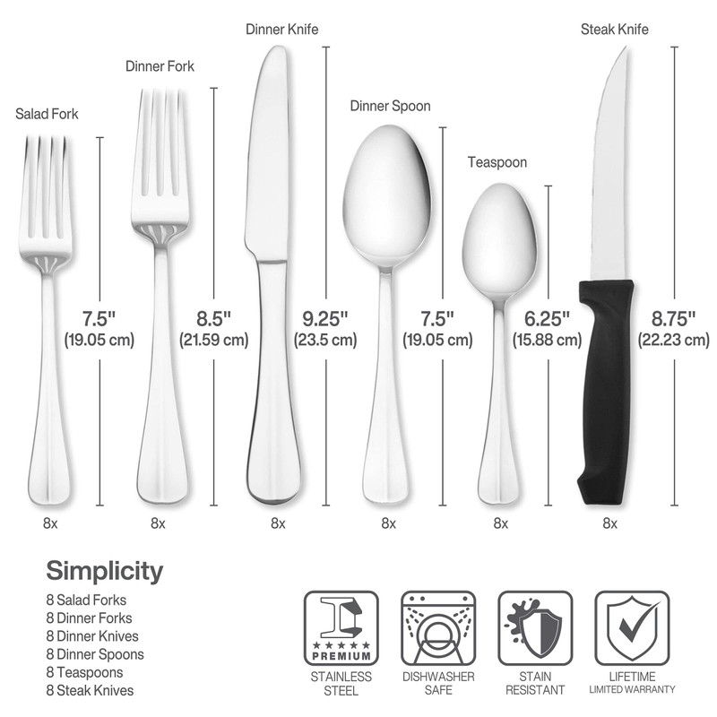 International Silver Simplicity 53-Piece Stainless Steel Flatware Set with Serving