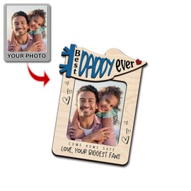 BEECRATY Drive Safe Daddy Car Visor Best Dad Ever Photo Frame for Dad Gifts from Daughter Son Custom Picture Holder for Father’s Day Birthday Memory Keepsake Car Rearview Mirror Decor Accessory