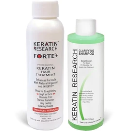 Keratina Forte Brasilera por 120ml Con Champú Clarificante, Tratamiento Que Alisa El Cabello Ahora Con Una Fuerza Extra, Fórmula Mejorada Que Repara E