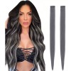 QNI-LMB Extensiones De Cabello Color Gris - Cabello 100% Natural