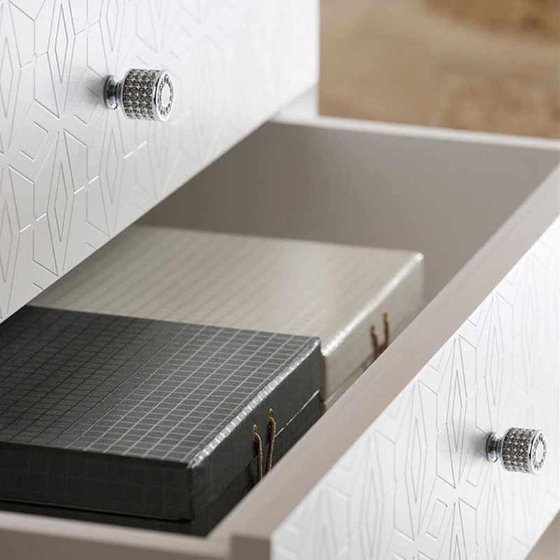 Candeon Crystal Furniture Knobs, Pack of 2 Silver Knobs, Cupboard