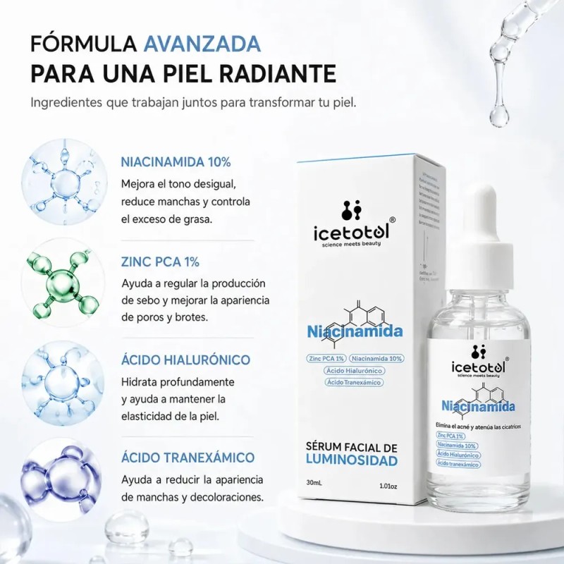 Icetotol - Suero Facial Niacinamida 10% Zinc PCA 1% Icetotol