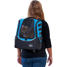 Pet Gear I-GO2 Roller Backpack, Travel Carrier, Car Seat for Cats/Dogs, Mesh Ventilation, Included Tether, Telescoping Handle, Storage Pouch, 2 Models, Available 12 Colors